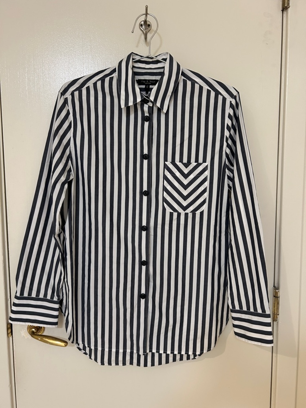 rag & bone Maxine Black and White Stripe Button-Down Shirt